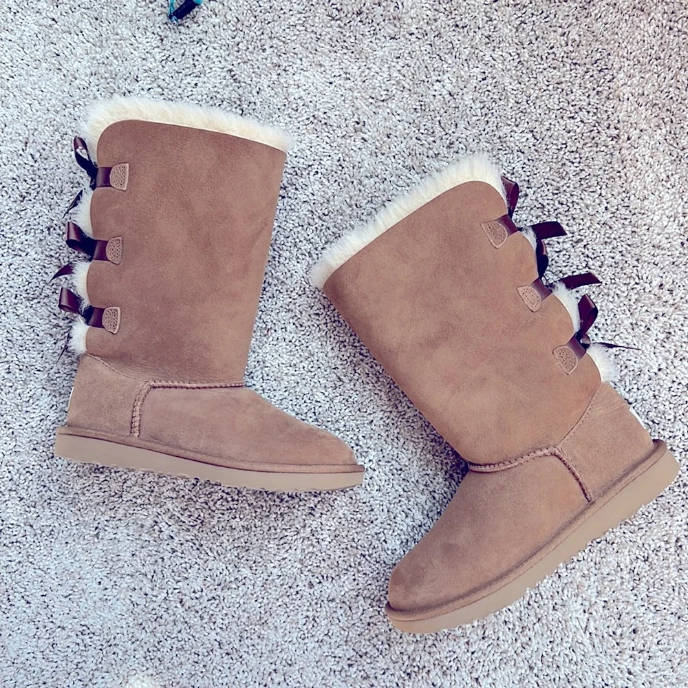UGG Bailey bows tall boots girls size 3 - Picture 6 of 12